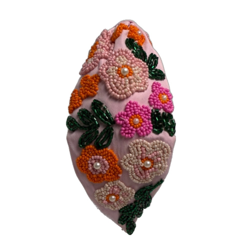 257. The Brooke Shade Pansy Flower Beaded Headband